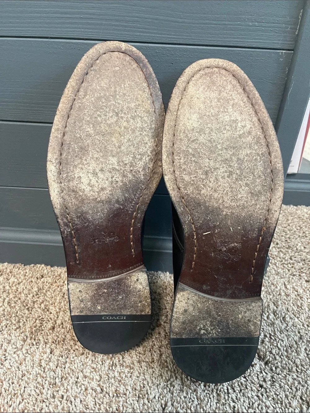 Coach Black Leather Single-Buckle Monk Strap Oxfords